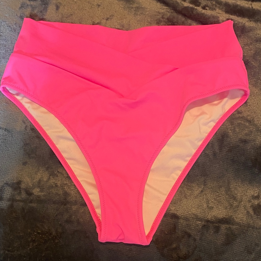 PINK Victoria's Secret High-Waist Bikini Bottoms in Hot Pink
